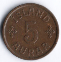 Монета 5 эйре. 1926 год, Исландия. HCN;GJ.