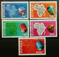 Набор почтовых марок  (5 шт.). "4-й Всемирный день телекоммуникаций". 1972 год, Гвинея.
