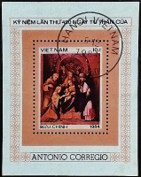 Мини-блок. "450 лет со дня смерти Антонио Корреджо". 1984 год, Вьетнам.