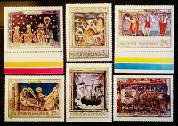 Набор почтовых марок  (6 шт.). "Фрески из Молдавских монастырей (1969)". 1969 год, Румыния.