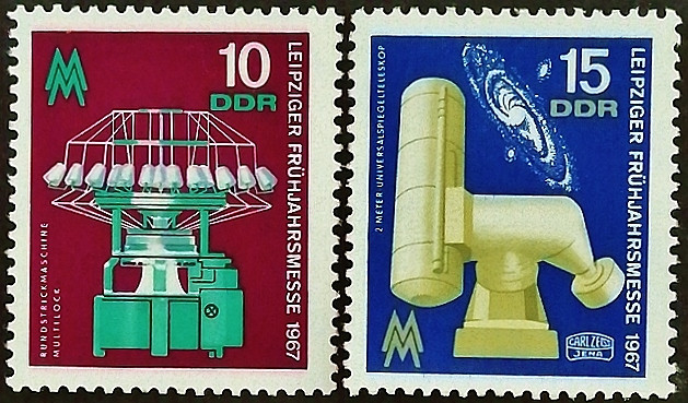 Набор марок (2 шт.). "Лейпцигская весенняя ярмарка". 1967 год, ГДР.