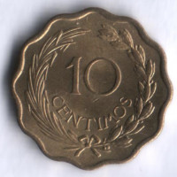 Монета 10 сентимо. 1953 год, Парагвай.
