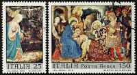 Набор почтовых марок (2 шт.). "Рождество-1970". 1970 год, Италия.