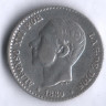 Монета 50 сентимо. 1880 год, Испания.