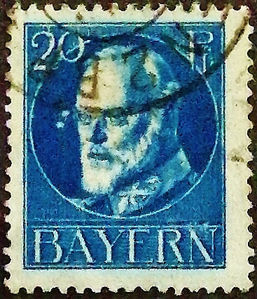 Почтовая марка (20 pf.). "Король Людвиг III". 1914 год, Бавария. Почтовая марка (20 pf.). "Король Людвиг III". 1914 год, Бавария.