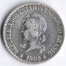 Монета 1000 рейсов. 1909 год, Бразилия.