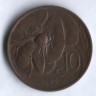 Монета 10 чентезимо. 1925 год, Италия.