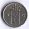 Монета 10 эре. 1952 год, Норвегия.