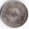 Монета 200 песо. 2014 год, Колумбия.