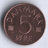 Монета 5 эре. 1973 год, Дания. S;B.