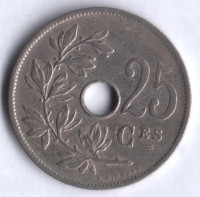 Монета 25 сантимов. 1926 год, Бельгия (Belgique).