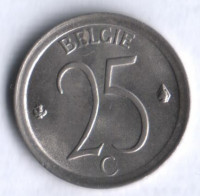 Монета 25 сантимов. 1972 год, Бельгия (Belgie).