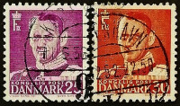 Набор почтовых марок (2 шт.). "Король Фредерик IX". 1955 год, Дания.