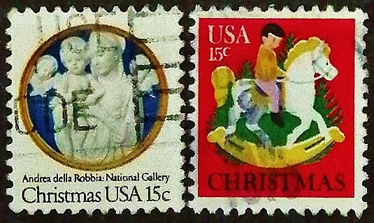 Набор почтовых марок (2 шт.). "Рождество-1978". 1978 год, США.