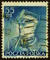 Почтовая марка (55 gr.). "Маршал Эдвард Рыдз-Смиглы". 1937 год, Польша.