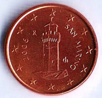 Монета 1 цент. 2006 год, Сан-Марино.