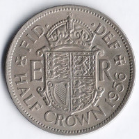Монета 1/2 кроны. 1956 год, Великобритания.