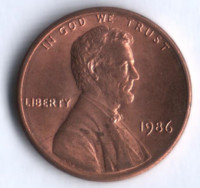 1 цент. 1986 год, США.