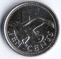 Монета 10 центов. 2022 год, Барбадос.