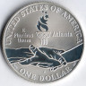 Монета 1 доллар. 1995(P) год, США. XXVI Олимпийские игры в Атланте. Велоспорт.