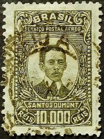 Почтовая марка. "Альберто Сантос Дюмон". 1929 год, Бразилия.