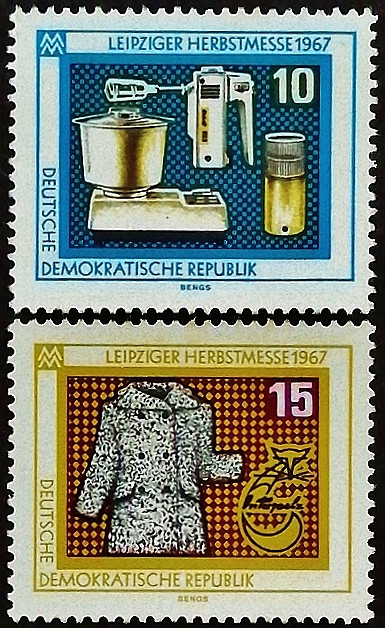 Набор марок (2 шт.). "Лейпцигская осенняя ярмарка". 1967 год, ГДР.