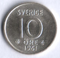 10 эре. 1961 год, Швеция. TS.