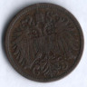 Монета 2 геллера. 1897 год, Австро-Венгрия.