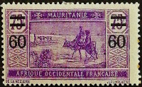 Марка почтовая (60 c.). "Пересечение пустыни". 1922 год, Мавритания.