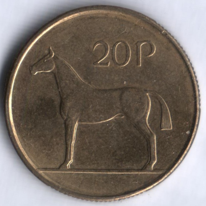 Монета 20 пенсов. 1998 год, Ирландия.