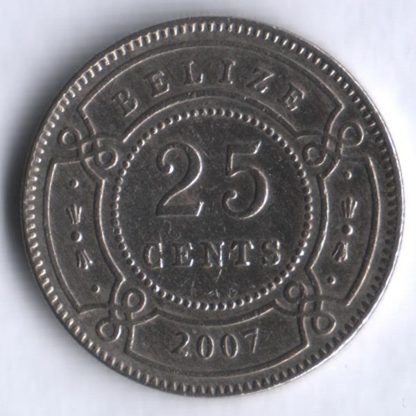 Монета 25 центов. 2007 год, Белиз.