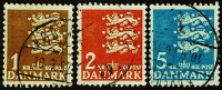 Набор почтовых марок (3 шт.). "Стандарт". 1946-1947 годы, Дания.