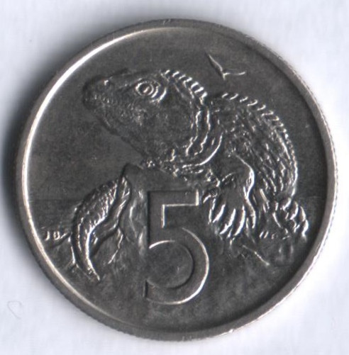 Монета 5 центов. 1975 год, Новая Зеландия.