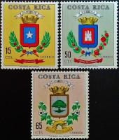 Набор марок (3 шт.). "Гербы городов". 1969 год, Коста-Рика.