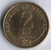 Монета 2 руфии. 2007 год, Мальдивы.