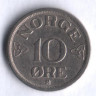 Монета 10 эре. 1954 год, Норвегия.