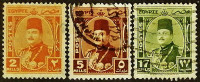 Набор почтовых марок (3 шт.). "Король Фарук". 1944-1946 годы, Египет.