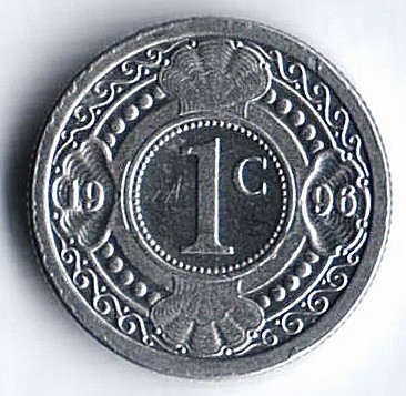 Монета 1 цент. 1996 год, Нидерландские Антильские острова.