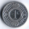 Монета 1 цент. 1996 год, Нидерландские Антильские острова.