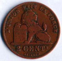 Монета 2 сантима. 1905 год, Бельгия (Des Belges).