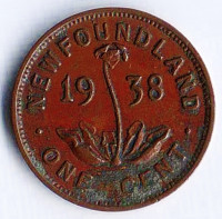 Монета 1 цент. 1938 год, Ньюфаундленд.