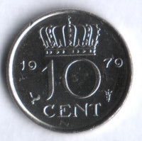 Монета 10 центов. 1979 год, Нидерланды.