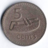 Монета 5 центов. 1973 год, Фиджи.