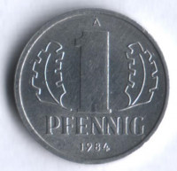 Монета 1 пфенниг. 1984 год, ГДР.