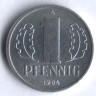 Монета 1 пфенниг. 1984 год, ГДР.