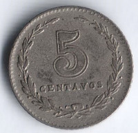 Монета 5 сентаво. 1928 год, Аргентина.