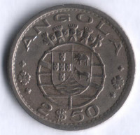 Монета 2,5 эскудо. 1956 год, Ангола (колония Португалии).