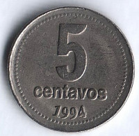Монета 5 сентаво. 1994 год, Аргентина.