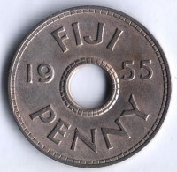 Монета 1 пенни. 1955 год, Фиджи.