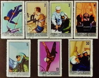 Набор почтовых марок (7 шт.). "10 лет полету человека в космос". 1971 год, Куба.